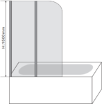 Double Folding Bath Screen 6mm with 1500mm Height - Image 2