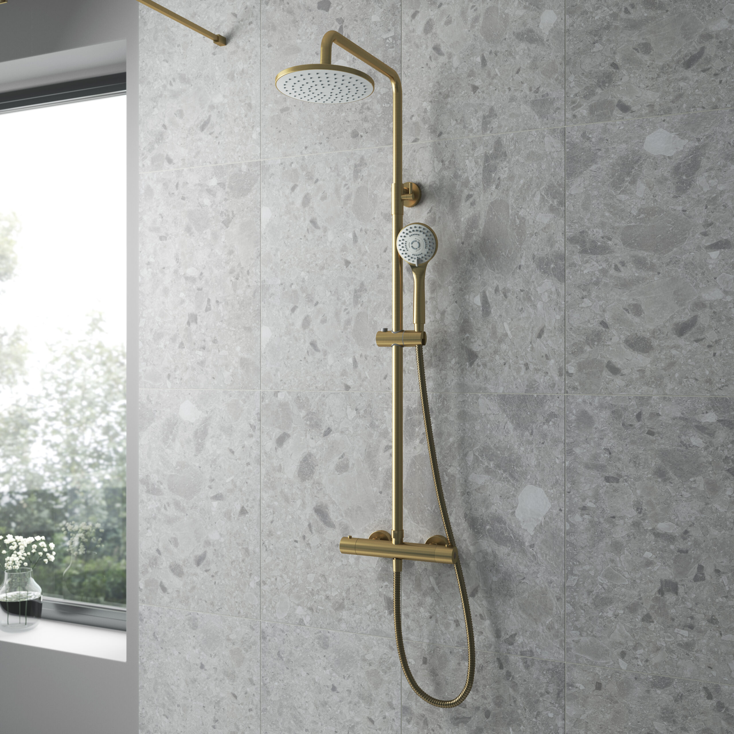 Round -Brushed Gold Taps, Showering & Accessories
