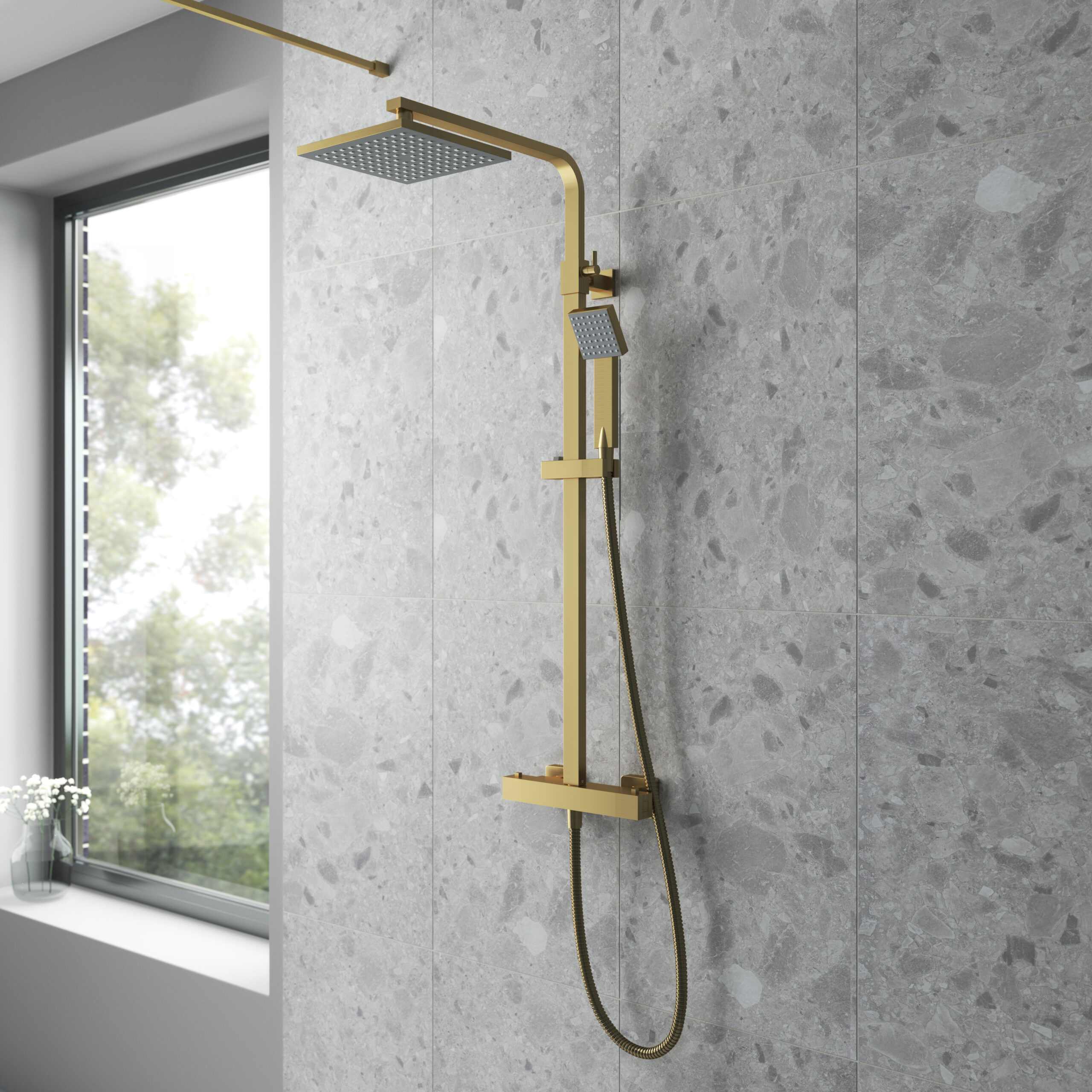 Square- Brushed Gold Taps, Showering & Accessories