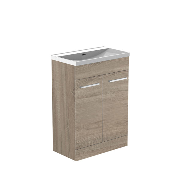 Floor Standing Grey Oak Sink Vanity Unit 500mm 2 Door with Basin Options