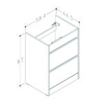 Short Projection Free Standing Vanity Unit 600mm 2 Drawer with Basin - Image 2