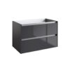 City Wall Hung Handleless Vanity Unit 800mm 2 Drawer with Basin