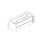 City Wall Hung Handleless Vanity Unit 1200mm 2 Drawer with Basin Options - Image 2